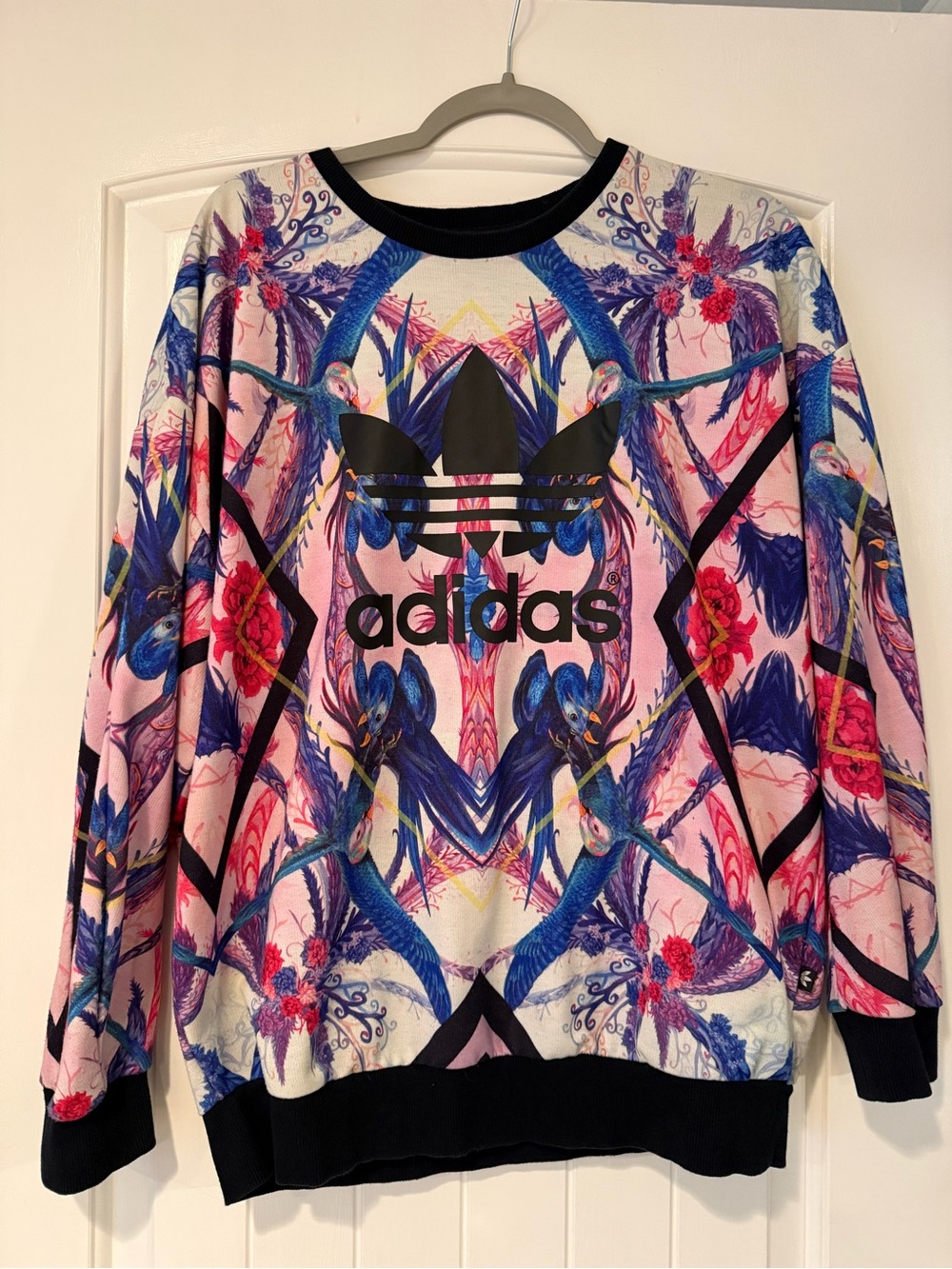 Adidas Originals Womens Florera Crew Sweatshirt Trefoil Exotic Birds